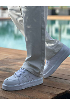 J2407 Star-X Ortopedik Taban Günlük Cilt Erkek Sneaker Spor Ayakkabı CBT Beyaz