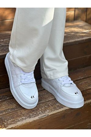 J2407 Star-X Ortopedik Taban Günlük Cilt Erkek Sneaker Spor Ayakkabı CBT Beyaz