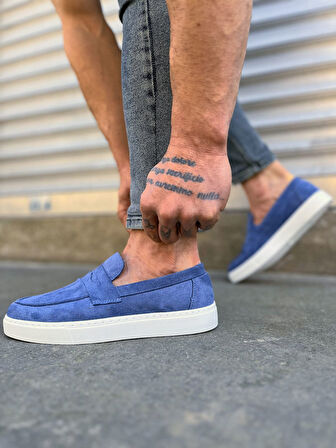 JY180 Estilo X Bağcıksız Süet Erkek Günlük Spor Klasik Ayakkabı SBT - Mavi