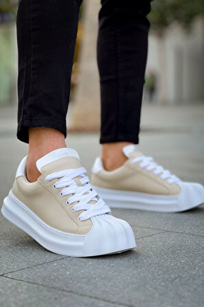 J2411 Artenay Ortopedik Taban Günlük Cilt Erkek Sneaker Spor Ayakkabı CBT Bej