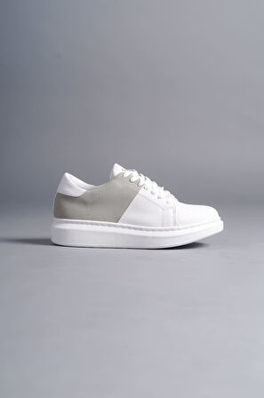 J151 Boost Bağcıklı Cilt Süet Erkek Günlük Sneaker Ayakkabı BT Beyaz/Gri