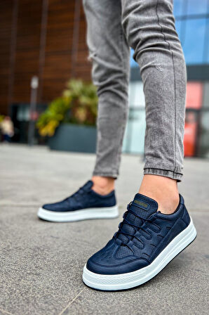 J040 C-Rey Ortopedik Taban Günlük Cilt Erkek Sneaker Spor Ayakkabı CBT Lacivert