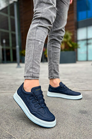 J040 C-Rey Ortopedik Taban Günlük Cilt Erkek Sneaker Spor Ayakkabı CBT Lacivert