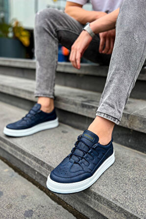 J040 C-Rey Ortopedik Taban Günlük Cilt Erkek Sneaker Spor Ayakkabı CBT Lacivert