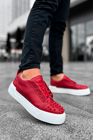 J169 Thorn Ortopedik Taban Günlük Cilt Erkek Sneaker Spor Ayakkabı CBT Kırmızı
