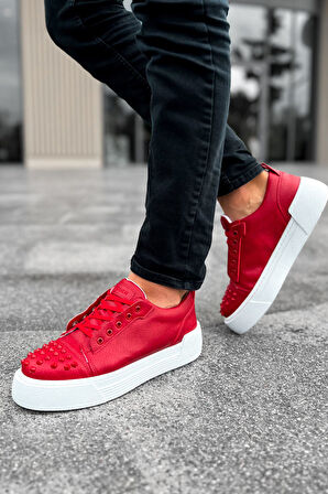 J169 Thorn Ortopedik Taban Günlük Cilt Erkek Sneaker Spor Ayakkabı CBT Kırmızı