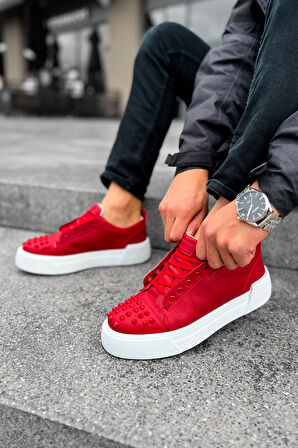 J169 Thorn Ortopedik Taban Günlük Cilt Erkek Sneaker Spor Ayakkabı CBT Kırmızı