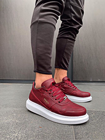 J040 Bağcıklı Ortopedik Taban Erkek Günlük Sneaker Spor Ayakkabı BT Bordo