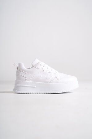 ALINA Bağcıklı Ortopedik Taban Kadın Sneaker Günlük Ayakkabı BT Beyaz