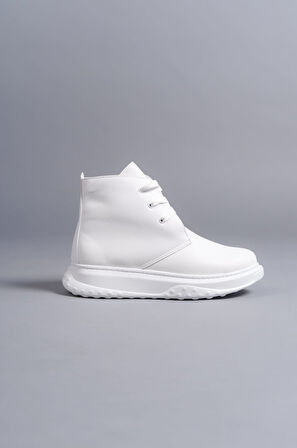 J204 Bağcıklı Ortopedik Taban Suya ve Soğuğa Dayanıklı Günlük Kışlık Erkek Bot BT Beyaz