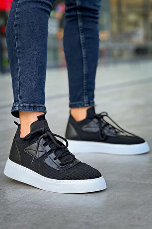J2425 Ortopedik Taban Günlük Triko Erkek Sneaker Spor Ayakkabı TBT Siyah