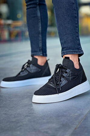 J2425 Ortopedik Taban Günlük Triko Erkek Sneaker Spor Ayakkabı TBT Siyah