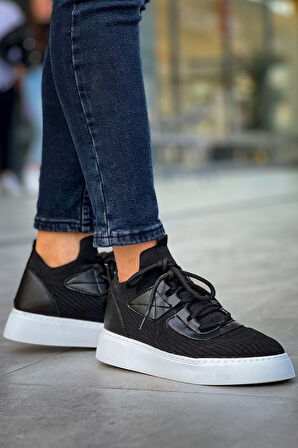 J2425 Ortopedik Taban Günlük Triko Erkek Sneaker Spor Ayakkabı TBT Siyah