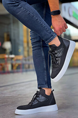 J2425 Ortopedik Taban Günlük Triko Erkek Sneaker Spor Ayakkabı TBT Siyah