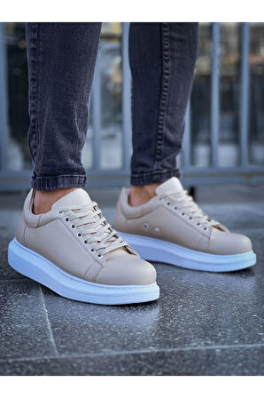 J257 Estrella Ortopedik Taban Günlük Cilt Erkek Sneaker Spor Ayakkabı CBT Krem