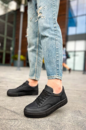 J015 First Edition Ortopedik Taban Günlük Cilt Erkek Sneaker Spor Ayakkabı CST Siyah