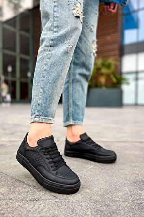 J015 First Edition Ortopedik Taban Günlük Cilt Erkek Sneaker Spor Ayakkabı CST Siyah