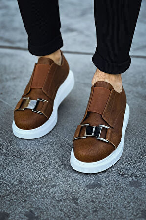 J297 Ortopedik Taban Günlük Cilt Erkek Sneaker Spor Ayakkabı CBT Taba