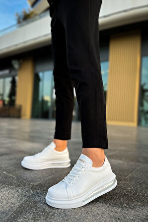 J271 Ariaso Ortopedik Taban Günlük Cilt Erkek Sneaker Spor Ayakkabı CBT Beyaz