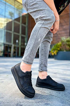 J043 Cowien Ortopedik Taban Günlük Cilt Erkek Sneaker Spor Ayakkabı CST Siyah