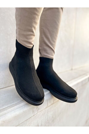 J207 Maglieria-T Ortopedik Taban Günlük Triko Erkek Sneaker Spor Ayakkabı TST Siyah