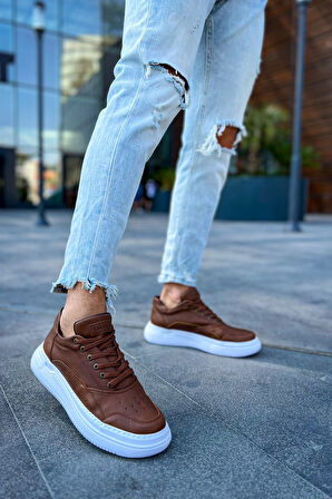 J115 Literide Ortopedik Taban Günlük Cilt Erkek Sneaker Spor Ayakkabı CBT Taba