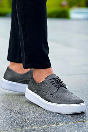 J149 Change Over Ortopedik Taban Günlük Cilt Erkek Klasik Ayakkabı CBT Antrasit