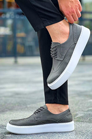 J149 Change Over Ortopedik Taban Günlük Cilt Erkek Klasik Ayakkabı CBT Antrasit