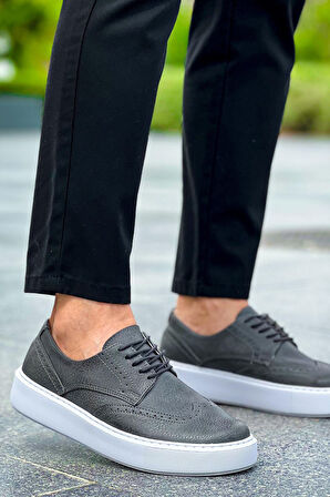 J149 Change Over Ortopedik Taban Günlük Cilt Erkek Klasik Ayakkabı CBT Antrasit