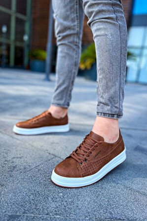 J043 Cowien Ortopedik Taban Günlük Cilt Erkek Sneaker Spor Ayakkabı CBT Taba