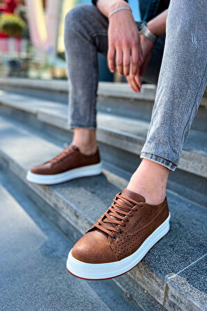 J043 Cowien Ortopedik Taban Günlük Cilt Erkek Sneaker Spor Ayakkabı CBT Taba