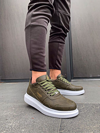 J040 Bağcıklı Ortopedik Taban Erkek Günlük Sneaker Spor Ayakkabı BT Haki