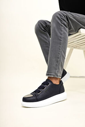 J251 Mirror Ortopedik Taban Günlük Cilt Erkek Sneaker Spor Ayakkabı CBT Lacivert