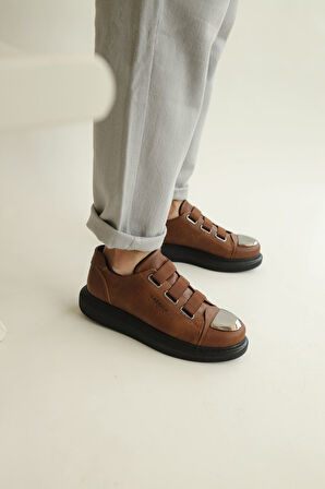 J251 Mirror Ortopedik Taban Günlük Cilt Erkek Sneaker Spor Ayakkabı CST Taba