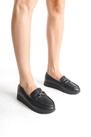 JULIETTE Ortopedik Rahat Taban Toka Detaylı Klasik Babet Anne Ayakkabısı ST Siyah