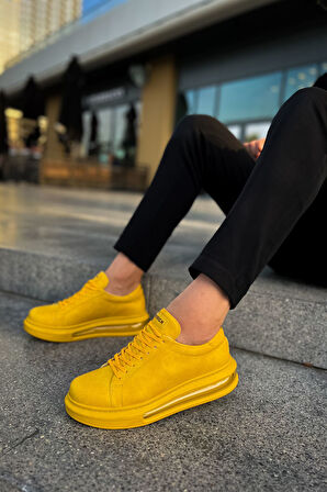 J271 Ariaso Ortopedik Taban Günlük Cilt Erkek Sneaker Spor Ayakkabı CST Sarı