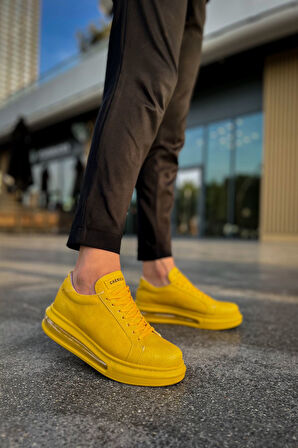 J271 Ariaso Ortopedik Taban Günlük Cilt Erkek Sneaker Spor Ayakkabı CST Sarı