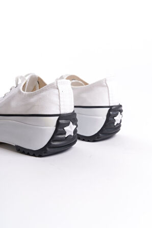 CLAIRE Bağcıklı Ortopedik Taban Kadın Sneaker Ayakkabı BT Beyaz