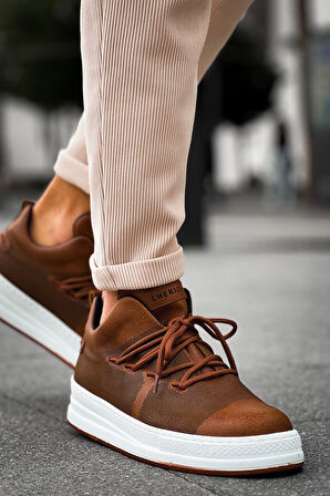 J219 Laser Ortopedik Taban Günlük Cilt Erkek Sneaker Spor Ayakkabı CBT Taba