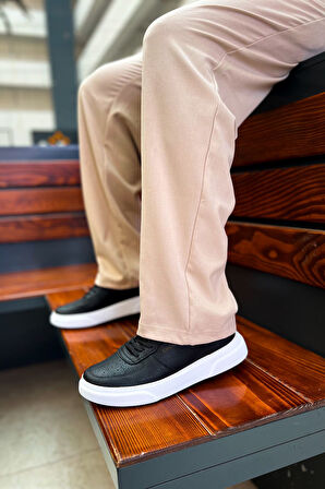 J087 Kenton Ortopedik Taban Günlük Cilt Erkek Sneaker Spor Ayakkabı CBT Siyah