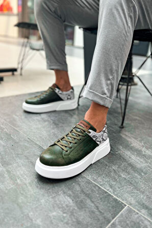 J145 Sauerbergg Ortopedik Taban Günlük Cilt Erkek Sneaker Spor Ayakkabı CBT Haki