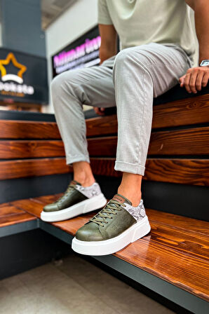 J145 Sauerbergg Ortopedik Taban Günlük Cilt Erkek Sneaker Spor Ayakkabı CBT Haki