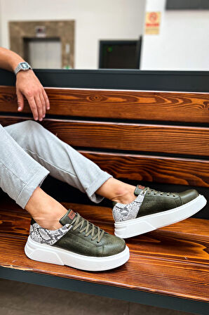 J145 Sauerbergg Ortopedik Taban Günlük Cilt Erkek Sneaker Spor Ayakkabı CBT Haki
