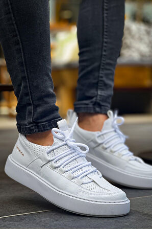 J159 Saturn Ortopedik Taban Günlük Cilt Erkek Sneaker Spor Ayakkabı CBT Beyaz