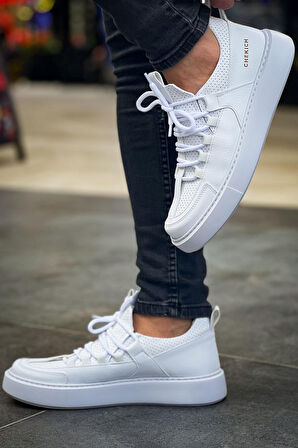 J159 Saturn Ortopedik Taban Günlük Cilt Erkek Sneaker Spor Ayakkabı CBT Beyaz