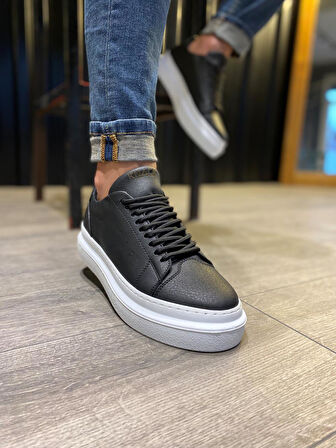 J421 Bağcıklı Ortopedik Taban Erkek Günlük Sneaker Spor Ayakkabı BT Siyah