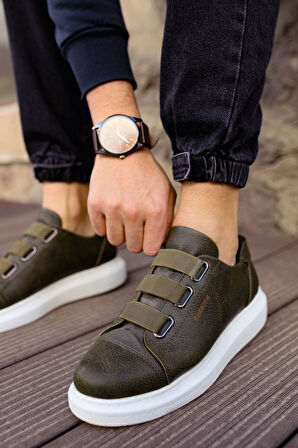 J253 Mirror Non Ortopedik Taban Günlük Cilt Erkek Sneaker Spor Ayakkabı CBT Haki