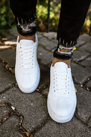 J063 Star-X Ortopedik Taban Günlük Cilt Erkek Sneaker Spor Ayakkabı CBT Beyaz