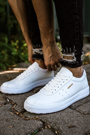 J063 Star-X Ortopedik Taban Günlük Cilt Erkek Sneaker Spor Ayakkabı CBT Beyaz