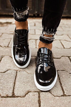 J003 Pelle Verniciata Classica Ortopedik Taban Günlük Rugan Erkek Klasik Ayakkabı RBT Siyah